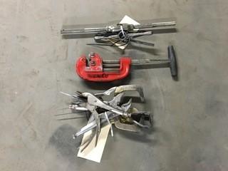 Lot of Assorted Clamps, Pipe Cutter Etc