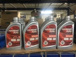 Lot of (14) Performance Plus Synthetic Blend 10W-30 Motor Oil 