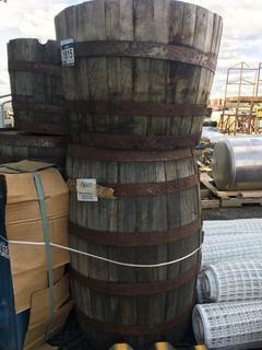 (1) Full Wood Whiskey Barrel & (1) 1/2 Barrel.