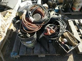 Lot of Assorted Trailer Truck Parts & Shop Supplies c/o Booster Cables, Ext Cords, Misc. Clamps, Etc.