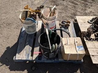 Lot of Assorted Tie Down Rigging c/o Ratchet Boomers , 1/2" Chain, Hooks, Etc.