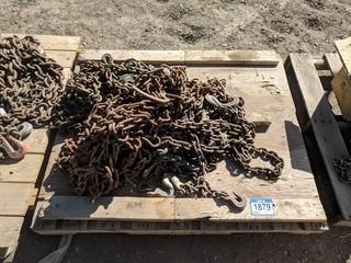 Lot of Assorted 3/8" Transport Chain & Tire Chains.