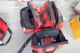 Lot of 3 Hilti Tool Bags w/ Chargers. 