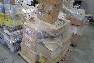 Lot of 4 Pallet of Electrical Boxes, Switches, Controls, Bulbs, Cabinets, Troffers, Lighting, etc. 