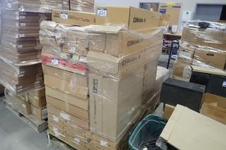 Lot of 4 Pallets of Asst. Light Fixtures, Troffers, Electrical Panels, Speakers, etc. 