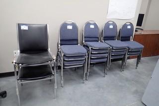 Lot of 12 Stacking Chairs and 2 Side Chairs. 