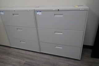 Lot of 2 Lateral 3-Drawer File Cabinets. 