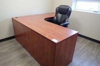 L-Shaped Desk w/ Pedestal and Task Chair.