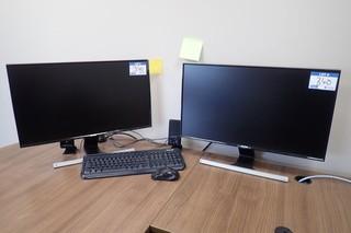 Lot of 2 Samsung Flatscreen Monitors, Keyboard and Speakers. 