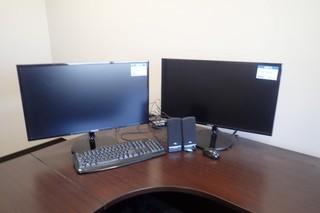 Lot of 2 Samsung Flatscreen Monitors, Keyboard and Speakers. 