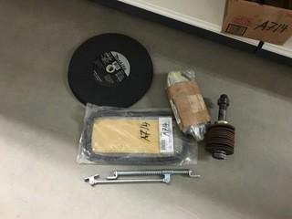 Lot of Miscellaneous Makita Cut Off Discs, Door Check Spring, Etc.