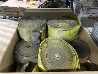 Lot of Flat Hook Winch Straps, Ratchet Straps, Etc.