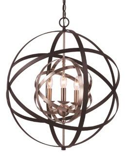 Monrovia 3-Light Rubbed Oil Bronze and Antique Silver Leaf Pendant