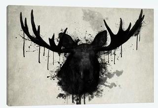 Moose' Graphic Art Print on Canvas 26x40"