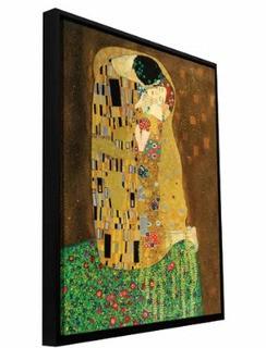The Kiss' by Gustav Klimt Framed Painting Print on Wrapped Canvas 18x14"