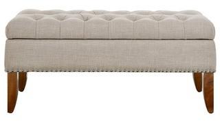 Tackett Hinged Top Button Tufted Upholstered Storage Bench