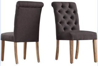 Pompon Upholstered Dining Chair, Dark Grey, Set Of 2