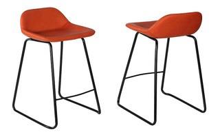 Cortesi Home CH-CS624963 Ava 25" Fixed Terracotta Faux Leather Counterstools Set of 2 Red