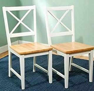 Virginia Cross-Back Chair, Set of 2, White/Natural