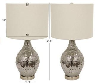 Berkshire Table Lamp Base, Set Of 2, Silver 