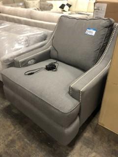 Electric Fabric Recliner, Grey, Dirty
