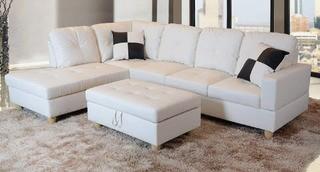 Russ Sectional with Ottoman, Left Hand Facing, White