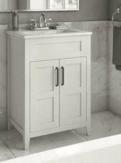 Twin Star Home Freestanding 24" Single Bathroom Vanity Set, White, Some Scratches 
