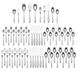 Lenox Sculpt 65 Piece 18/10 Stainless Steel Flatware Set, Service for 12