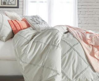 Ackerman Chenille Lattice Single Duvet Cover Twin, Grey