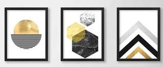 Geometric' 3 Piece Graphic Art Print 15x12"