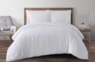 Beverly Linen 3 Piece Duvet Cover Set Queen, White