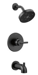 Delta Trinsic Pressure Balanced Tub and Shower Faucet with Trim and H2okinetic Technology, Matte Black