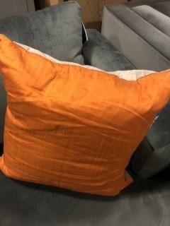 Down Filled Throw Pillow, Orange/Taupe