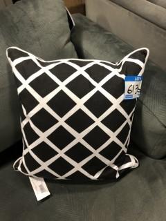 Down Filled Throw Pillow, Black/White- Dirty