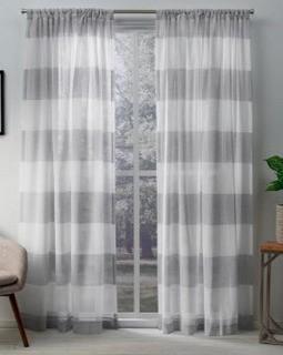 Darma 50 in. W x 108 in. L Sheer Rod Pocket Top Curtain Panel in Dove Gray (2 Panels)