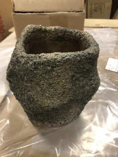(2) 7x7.75" Cement Vase (Brown)