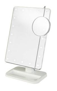Jerdon JS811W 8-Inch Portable LED Lighted Adjustable Tabletop Makeup Mirror with 10x Magnification Spot Mirror, White Finish- Missin Stand!