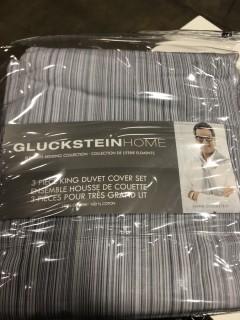 Glucksteinhome Duver Cover Set, King, Blue Stripes