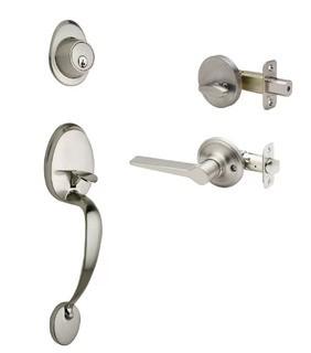 (2) Copper Creek Colonial Single Cylinder Handleset with Zane Lever Interior Trim Satin Stainless