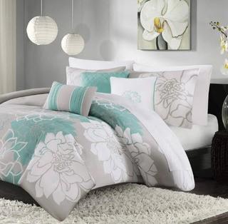 Broadwell 6 Piece Print Reversible Duvet Cover Set, Queen