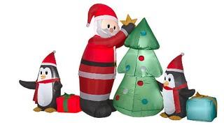 GEMMY?Medium Airblown Santa with Penguins Collection Scene
