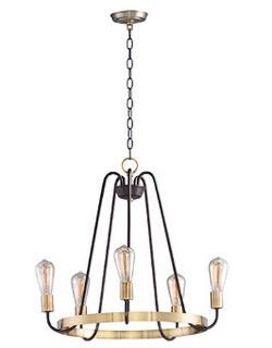 Hafford Single Tier 5-Light Wagon Wheel Chandelier Oil Rubbed Bronze/Antique Brass