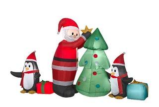 GEMMY?Medium Airblown Santa with Penguins Collection Scene