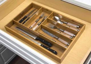 Home Basics 11.70 in x 2 in. Bamboo Cutlery Tray