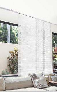 GoDear Design Deluxe Adjustable Sliding Panel 51.5"-86" x 96", 4-Rail, Light Filtering, Natural Woven, Cloud White