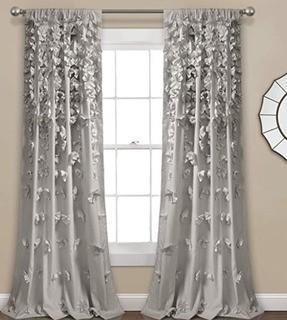 (2)Clarkstown Solid Sheer Rod Pocket Single Curtain Panel 54x84" Light Grey