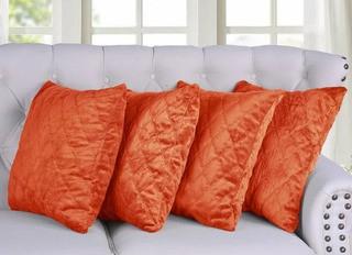 (8) Dooling Quilted Faux Fur Pillow Cover 20x20" Burnt Orange