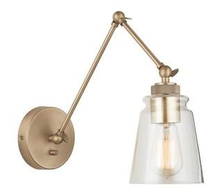 1 Liight Adjustable Arm Light, Aged Brass