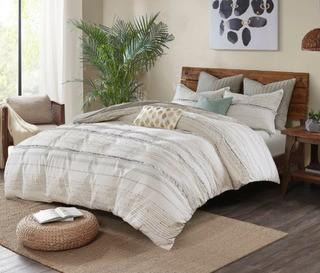 INK+IVY Nea Multi Cotton Printed Duvet Cover Set with Trims - Full - Queen