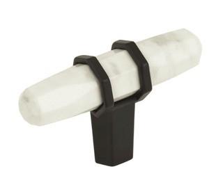 (6) Amerock Carrione 6-5/16in(160mm) Center-To-Center Marble Pull; (10)Carrione 2-1/2 in (64 mm) Length Marble White/Black Bronze Cabinet Knob (9) Carrione 3-3/4" Center to Center Cabinet Pull Marble White and Black Bronze Finish